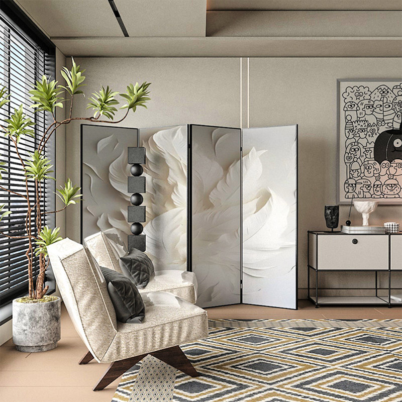 Cloison mobile 70,87 "moderne et minimaliste, H 70,87 po x l 70,87 po x P 0,98 po