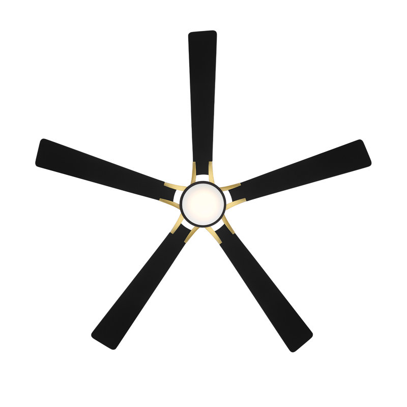 Ventilateur de plafond 65 po rotatif à DEL 65 po avec télécommande et éclairage inclus, Or