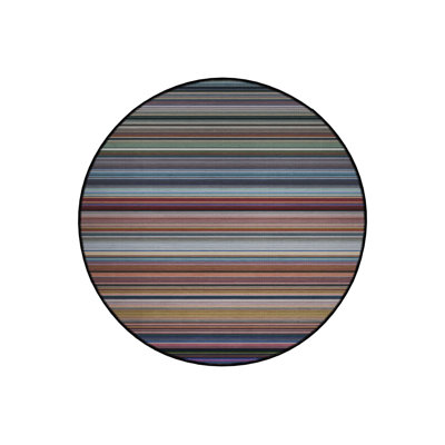 Round Multicolor Striped Woven Base Modern Decorative Machine Washable Rug