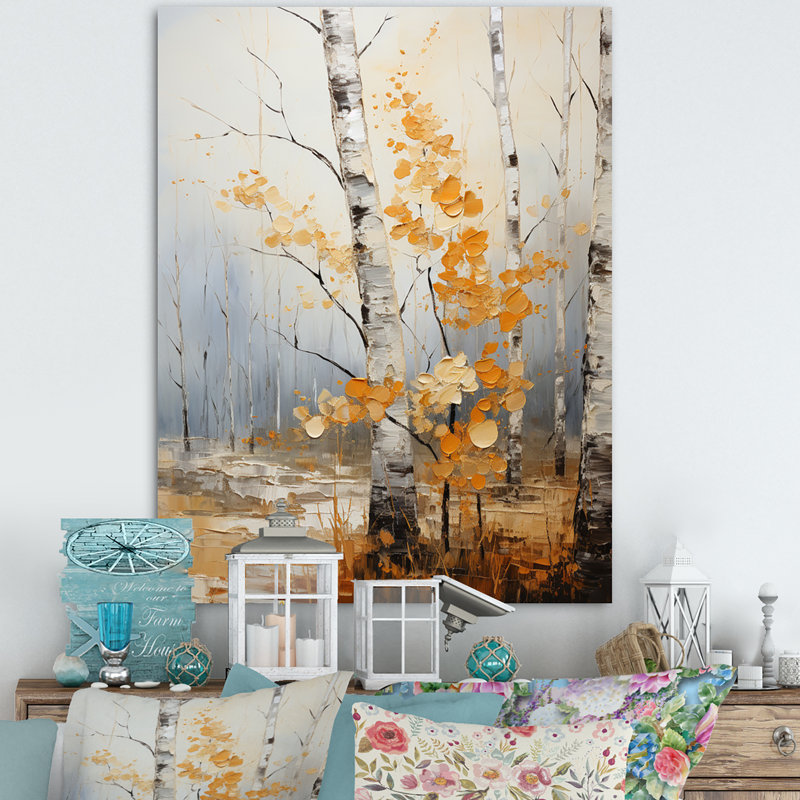 «Arnerich Birch Woods Autumn Whispers», reproduction sur toile, Toile tendue, H 40 po x l 30 po x P 1,5 po
