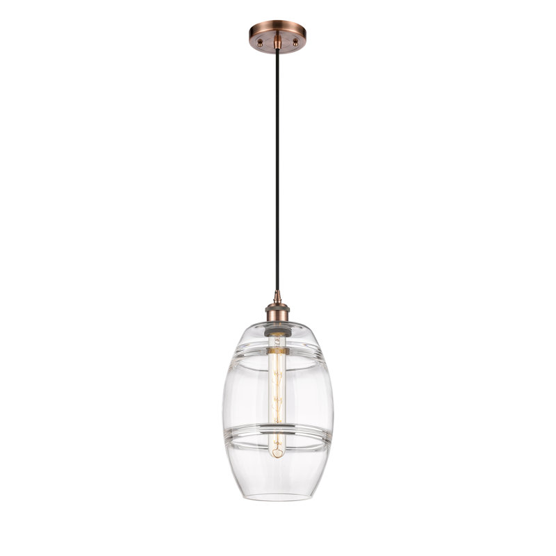 Luminaire suspendu 1 lumière Absalat, H 9,88 po x l 8 po x P 8 po, Transparent, Cuivre antique