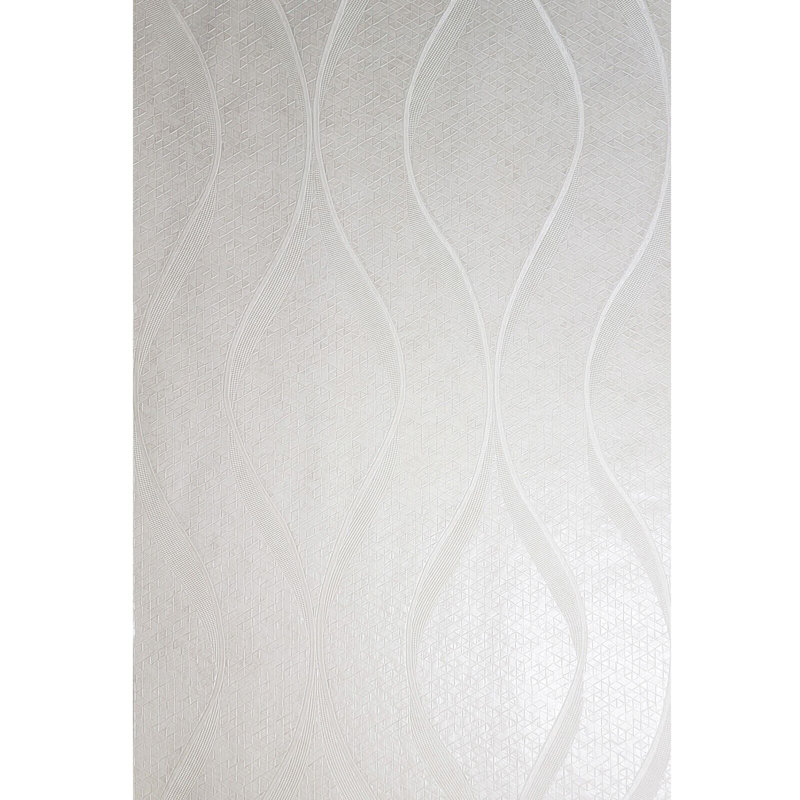 Anine contemporain carreaux crème blanc cassé lignes ondulées texturé vagues papier peint 3D