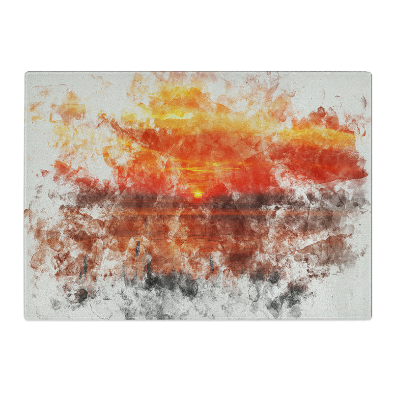 The Sunset Watercolour Chopping Board, 20cm W x 28.5cm L