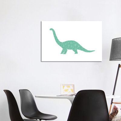 Geometric Dino Diplodocus 1 Piece Wrapped Canvas Wall Art
