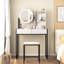 Bureau de meuble-lavabo de chambre à coucher, miroir intelligent à 3 lumières, prise de courant avec tiroir, tablette ouverte, meuble-lavabo à siège confortable, prise de courant,