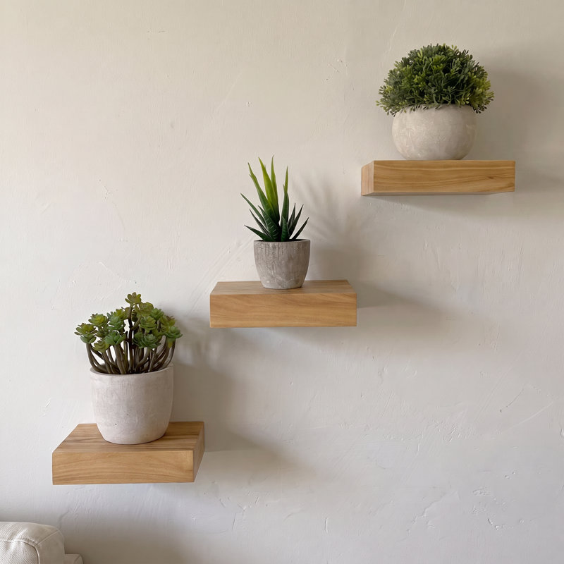 Sylven 3 Piece Rustic Reclaimed Wood Floating Shelves for Wall, Small Shelf for Bedroom, Living Room, Kitchen, Bathroom Decor