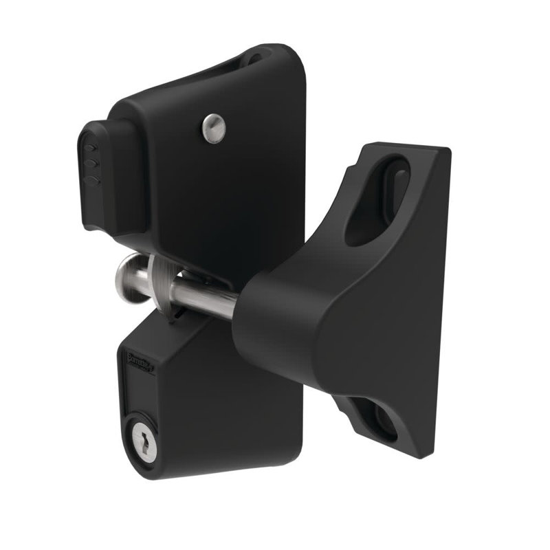 Barrette Outdoor Living 3.312 in. x 5.187 in. Black Nylon with Stainless Steel 1-Sided Key Locking Gravity Latch