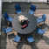 8 Person Patio Dining Set with 53" Round Metal Dining Table and 8 Stackable Textilene Chairs