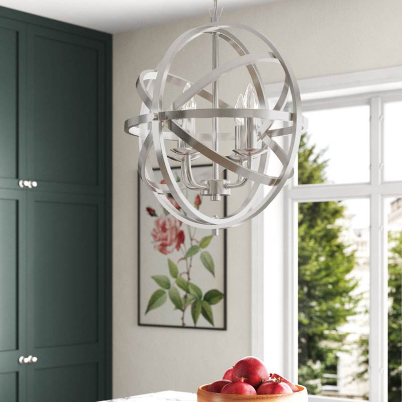 Kirsten 4-Light Chandelier, 4, Satin Silver, 46cm W