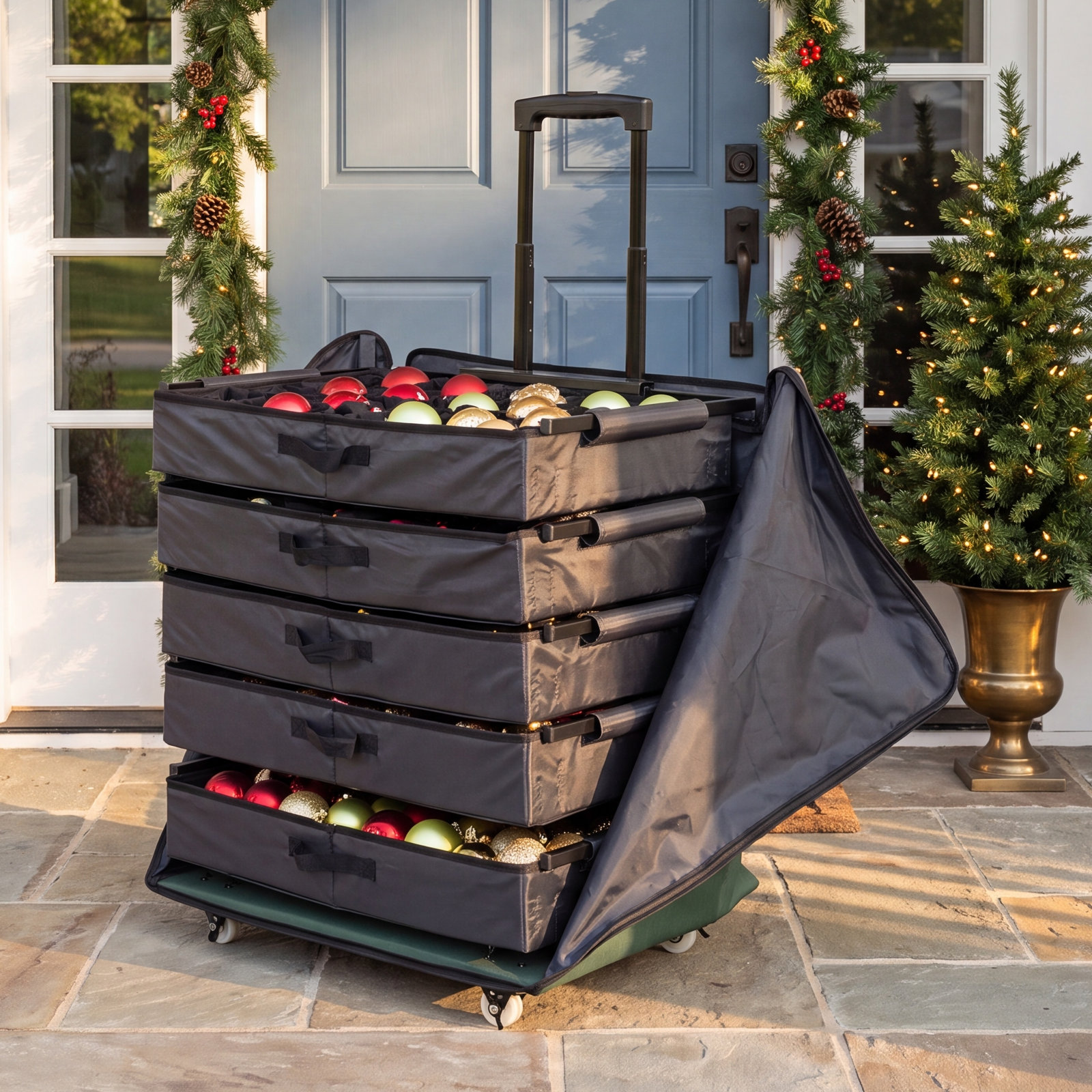 Telescoping Ornament Storage Box with Dividers