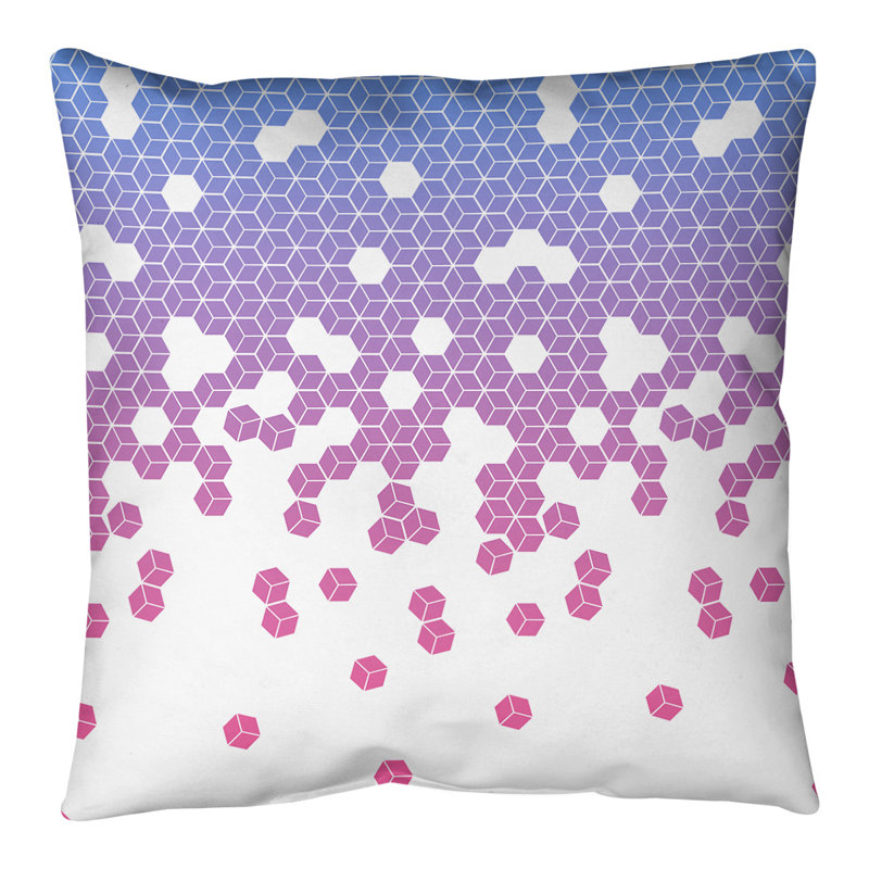 Katelyn Elizabeth Geometric Reversible Throw Pillow, 36" x 36", Blue/Pink