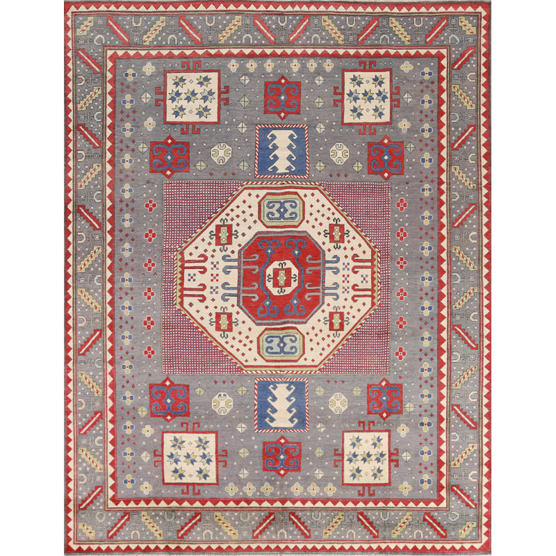Handmade Wool Kazak Vegetable Dye Area Rug 8x10