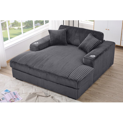 Corduroy Upholstered Chaise Lounge