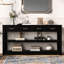 Console And And Pine, noir, 4 tiroirs, 2 tablettes, largeur de 16 po, table noire compacte pour la maison, tiroirs en pin, décoration