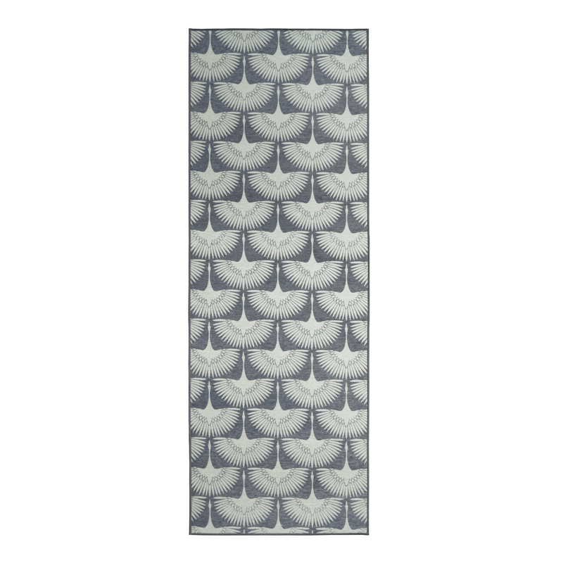 Flock Slate Grey Washable Rug, Runner 2'6" x 7'
