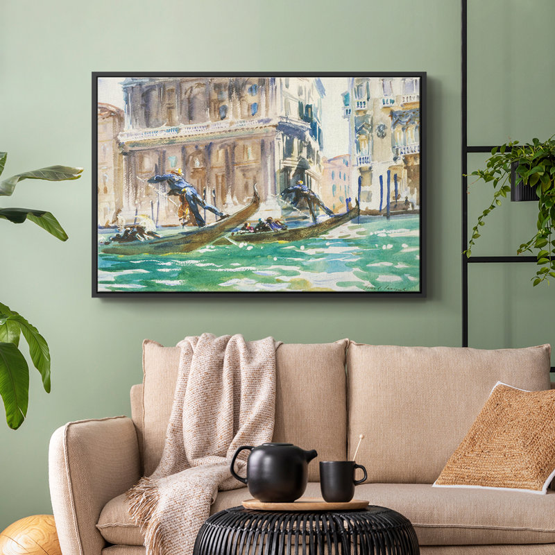 Paysage rétro - CXLIV, Toile avec cadre flottant noir, H 27 po x l 41 po x P 2 po