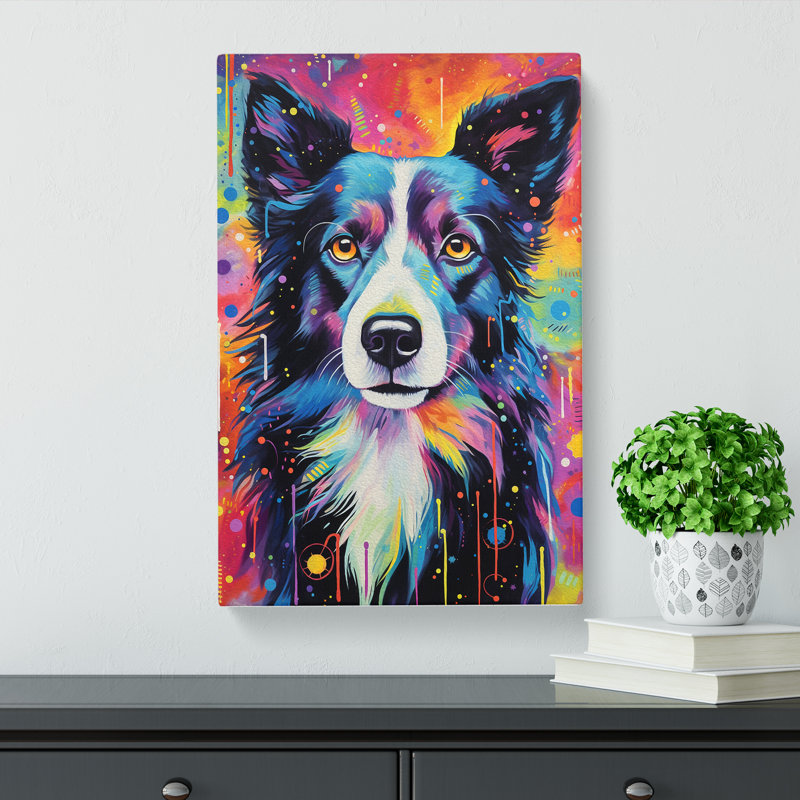 Border Collie Tachisme - Wrapped Canvas, 50cm H x 35cm W x 3cm D