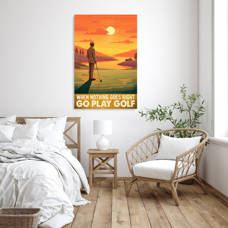 Go Play Golf - Reproduction d'art graphique rectangulaire 1 pièce Go Play Golf - Reproduction d'art graphique rectangulaire 1 pièce sur toile tendue
