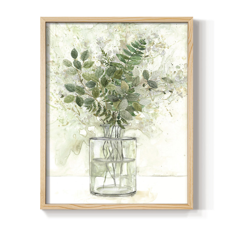 «Delicate Greenery I», reproduction encadrée - bois massif, H 15 po x l 12 po