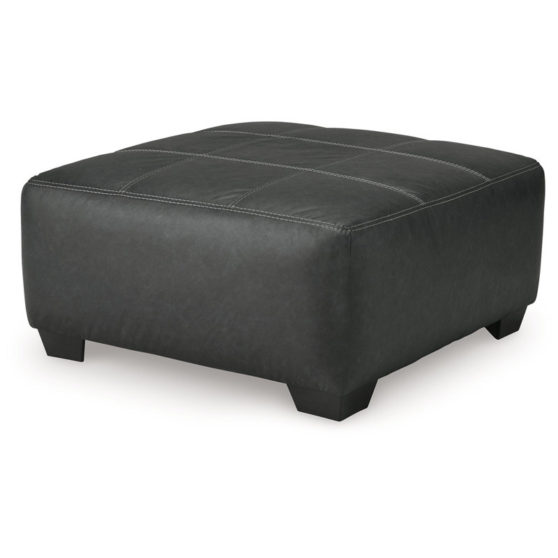 Burt Oversized Accent Ottoman, Dark Graphite Grey Polyester, 40 Inch