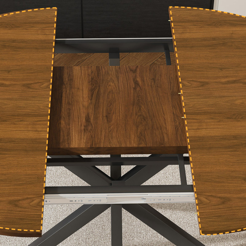 Retractable Dining Table, Round Dining Table, Extendable Dining Table, 6-Person Carbon Base, Modern And Simple Solid Wood Veneer Dining Room Furniture (42 Inches Extended To 58 Inches)