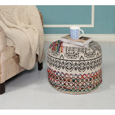 Poufs Boho Hand-Made 18" Round Geometric Ottoman Pouf