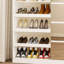 Armoire-penderie pleine grandeur à miroir, armoires modernes avec supports à chaussures, rangement ouvert pour garde-robe, 2 portes et 3 tiroirs pour la chambre à coucher