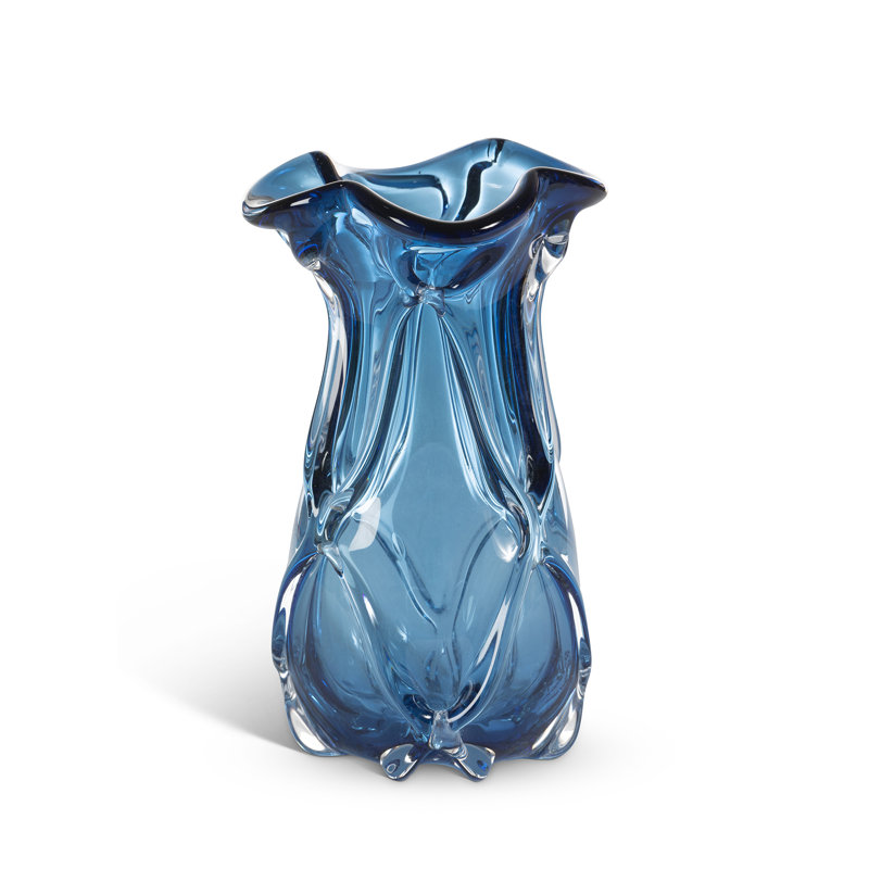 Vase en verre marée, bleu, petit