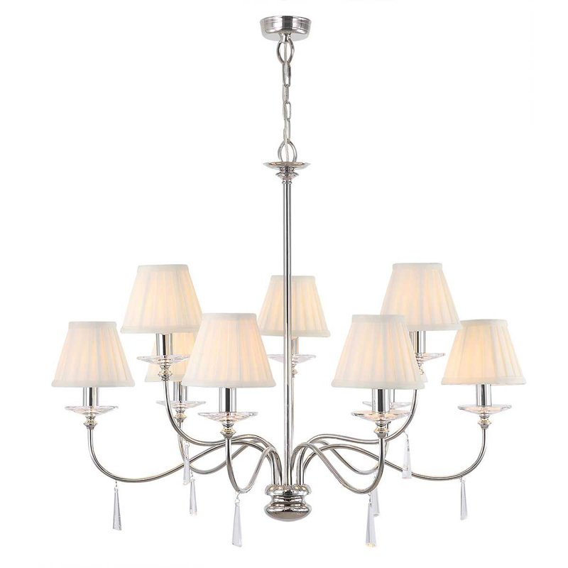 Duluth 9 - Light Candle Style Chandelier, Polished Nickel