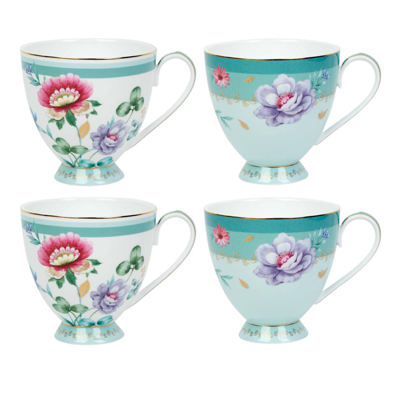 Fantastic Floral Porcelain Teacup, Mint