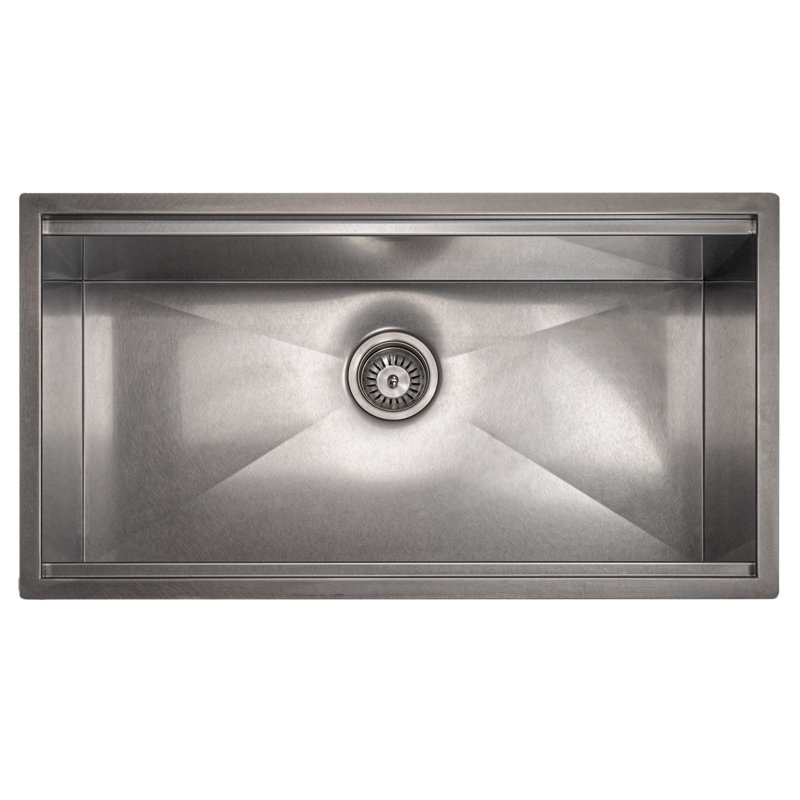 ZLINE 33" Garmisch Undermount Single Bowl Fingerprint Resistant Stainless Steel Kitchen Sink with Bottom Grid and Accessories