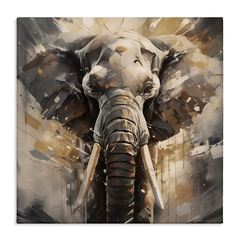 Art moderne sur toile, "Modern Splatter Elephant" par Noah Bay, H 36 po x l 36 po