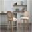 Solid Wood Bar stools Set of 2, Classic French Country Wooden Barstools with Upholstered Seating