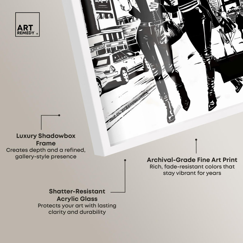 «City Gals Cover II Shadowbox Print» par Art Remedy, H 46 po x l 31 po, Blanc
