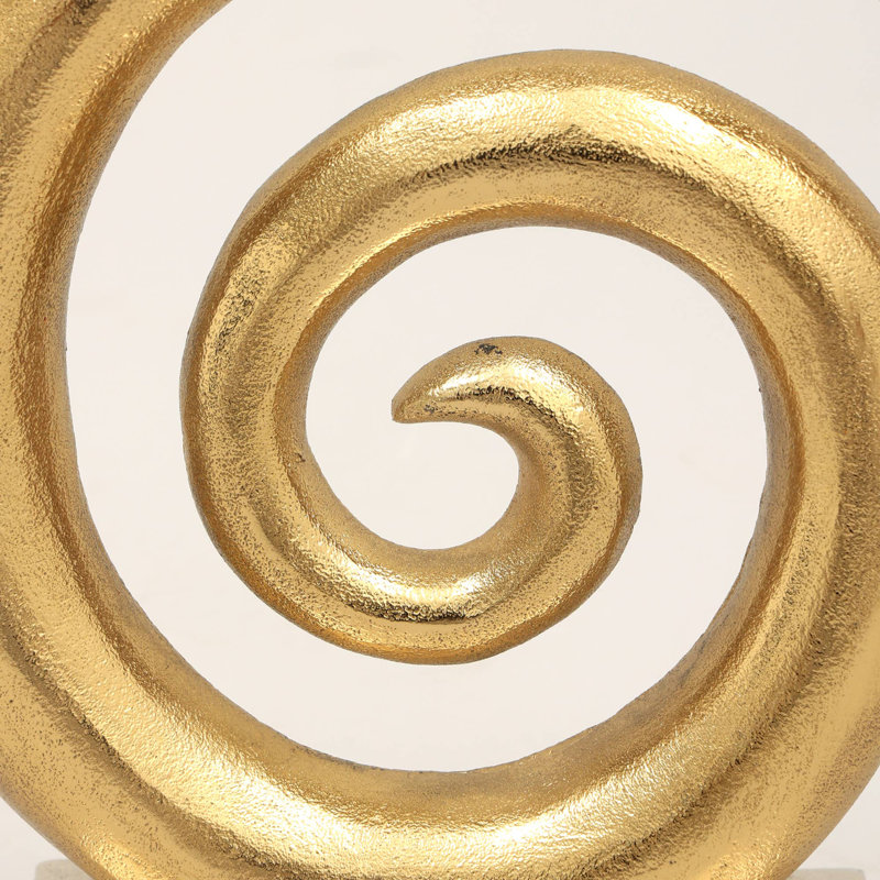 Sculpture | Spiral Design Aluminium Tabletop Décor with Base |  Gold Color