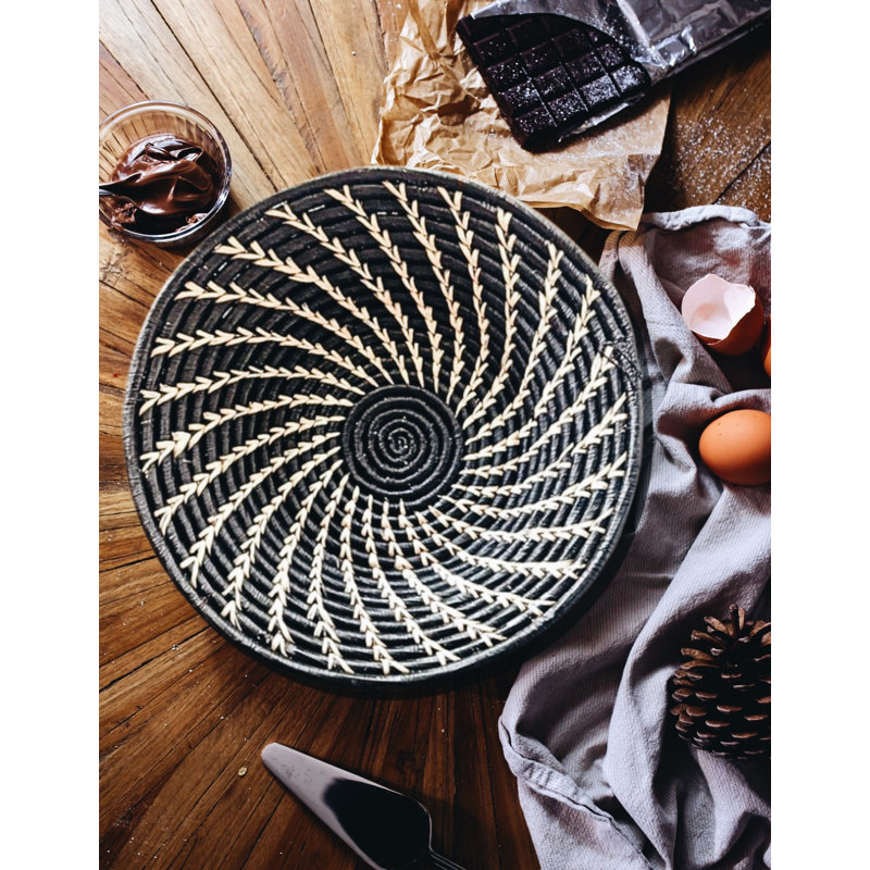 Medium Black Handwoven Ugandan Decorative Basket