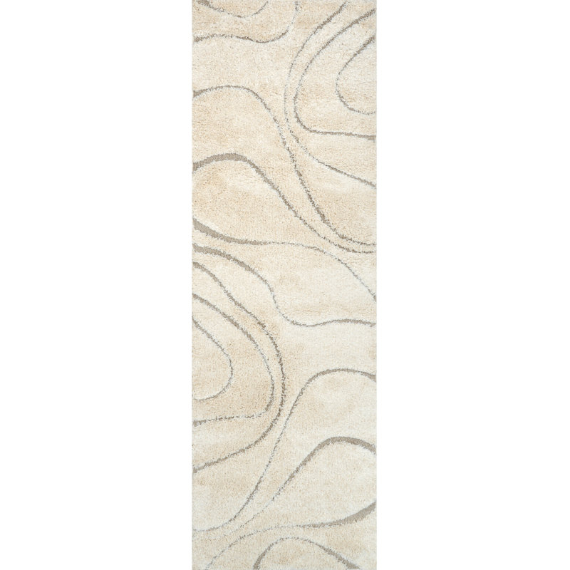 Baltej Modern Shag Cream/Ivory Area Rug, Runner 2'8" x 8'