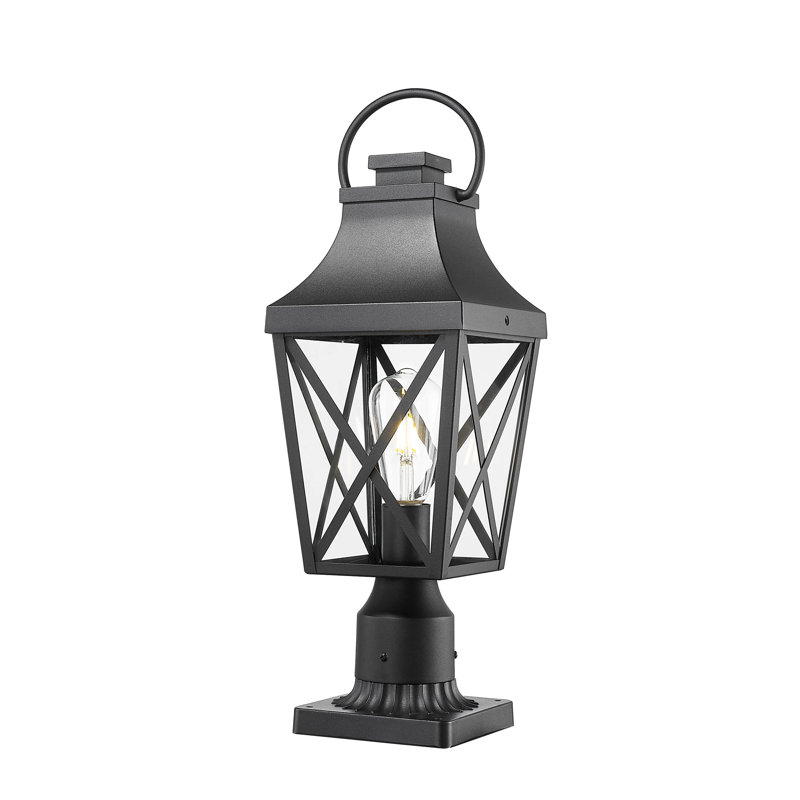 Outdoor Post Light,Lamp Post Light Fixture,Post Lantern with Pier Mount Base,Textured Black,21.3in,Suitable for Gardens, Yards or Entrances (2 pack)