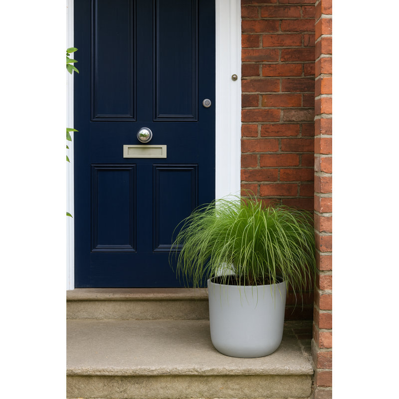 Ashley Round Egg Planter, Concrete Effect, Indoor and Outdoor Round Plant Pot with Drainage Hole, 25cm H x 25cm W x 25cm D