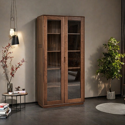Bibliothèque en bois massif de luxe clair