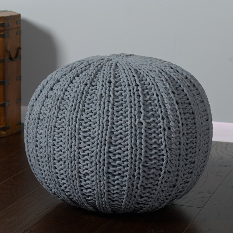 Pouf rond en coton 20 po beige, Gris