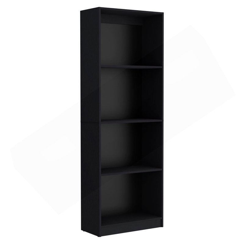 Bookcase With 4-Shelf Modern Display Unit For Books And Decor -Black -Office, (4 Shelves) 71.1"H x 24.7"W x 11.7"D