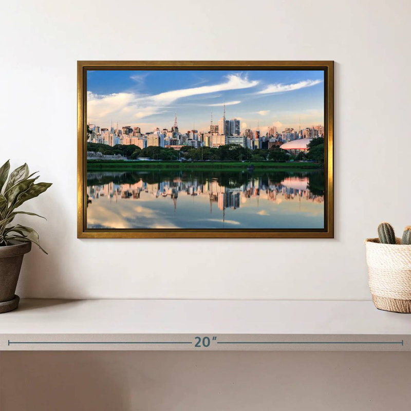 Horizon du parc d'Ibirapuera, Cadre flottant doré, 13 po x 9 po