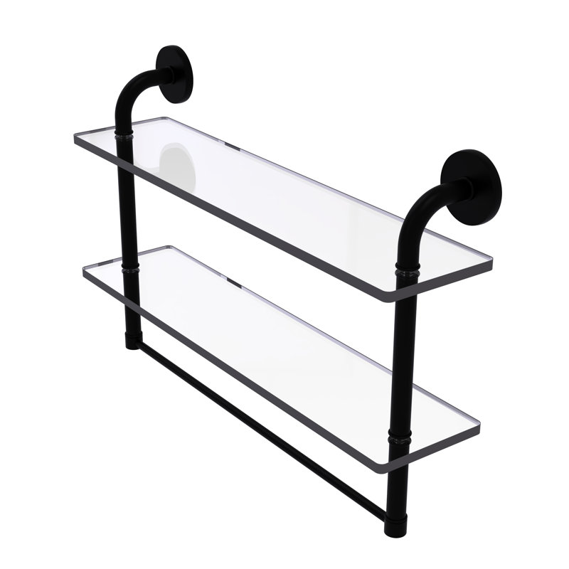 Tioga 2 Piece with Towel Bar, Matte Black, 14"H x 22"W x 5"D
