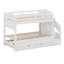 Lit superposé double XL avec lit gigogne et armoire, lit superposé en bois pour deux personnes avec escalier de rangement et tiroirs-1953976002