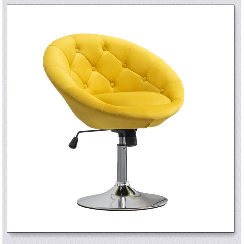 Fauteuil d'appoint pivotant en velours capitonné, Jaune 