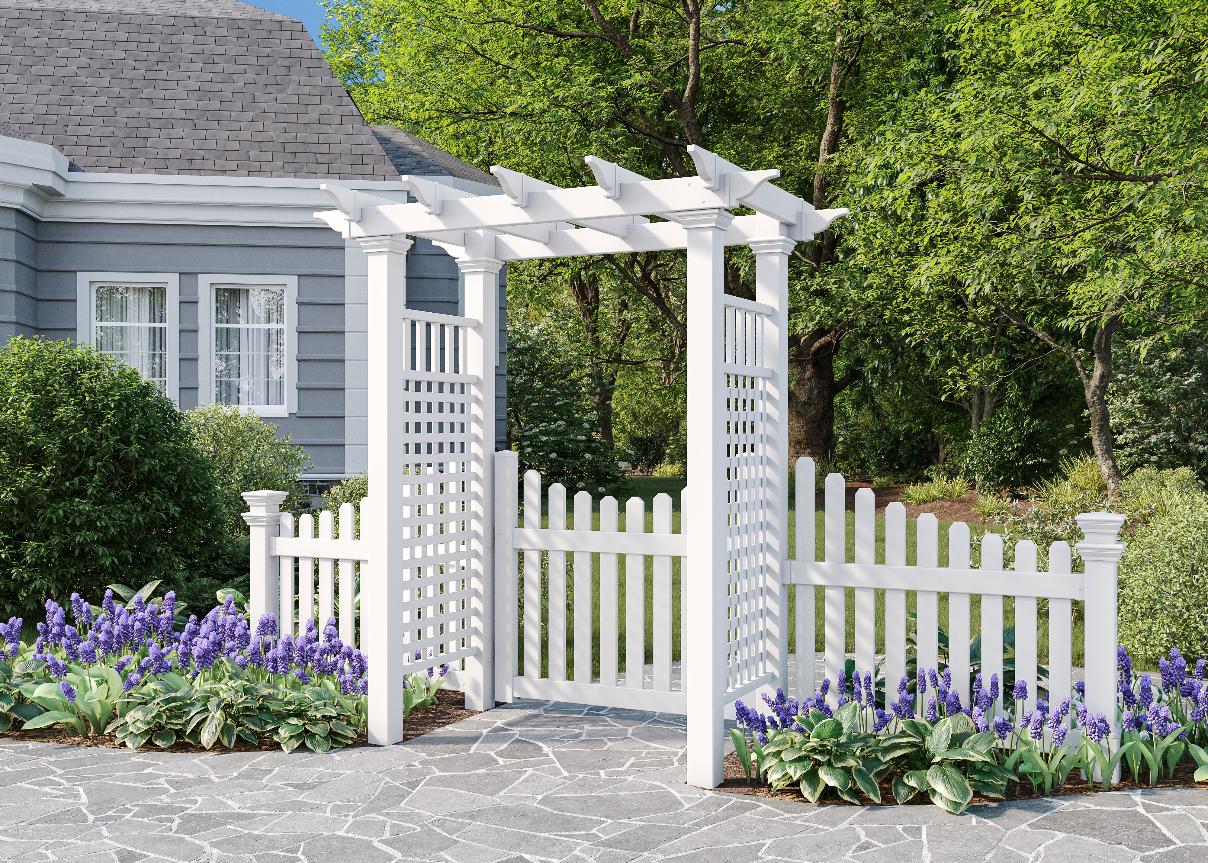 18 in. H 36 in. W White Wood Picket Garden Fence