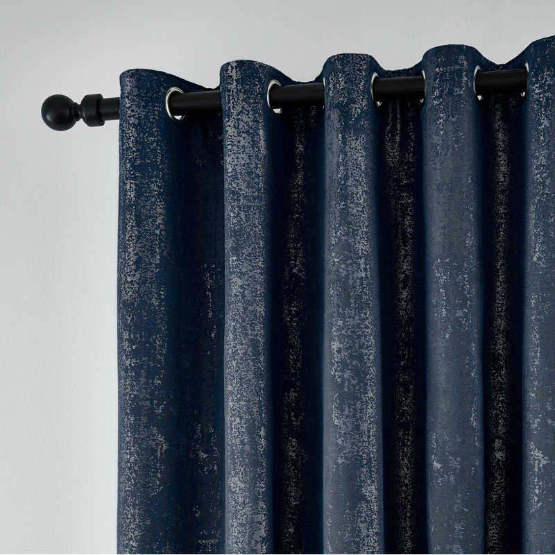 Roma Eyelet Room Darkening Curtains, 228cm Width x 228cm Drop, Navy