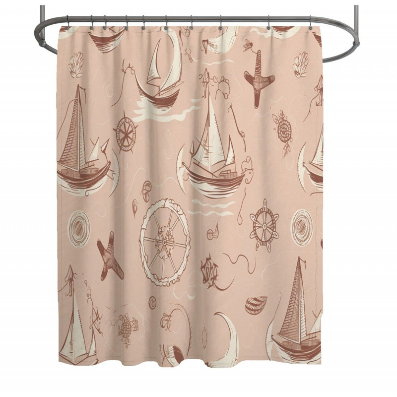 Rideau de douche nautique - décor de salle de bain bord de mer, H 93 po x l 70 po