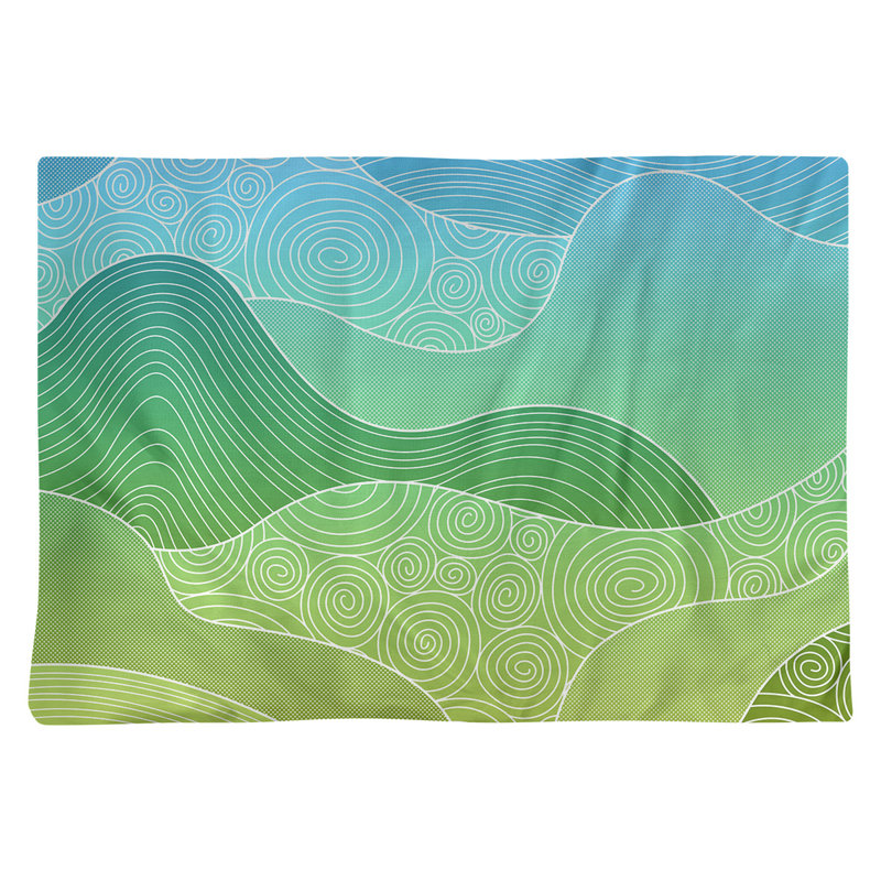Napperon en coton 18 "classique Waves dessiné à la main, Bleu / Jaune
